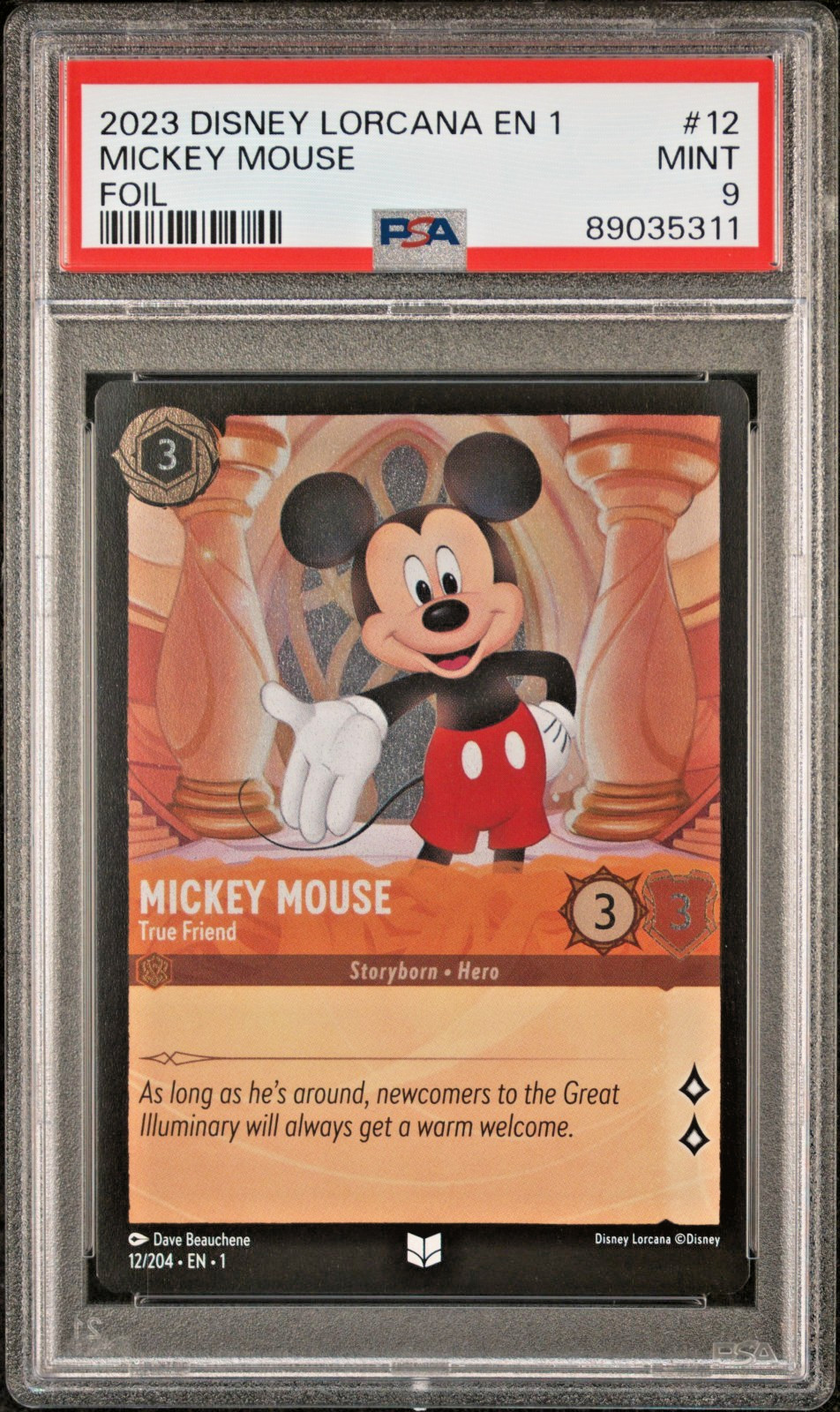 2023 Disney Lorcana Mickey Mouse FOIL #12 PSA 9 First Chapter RARE Mint