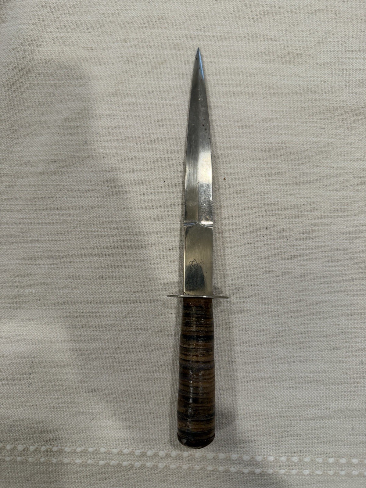 Vintage Toledo BLADE INSCRIPTION Stacked Handle Custom Letter Opener
