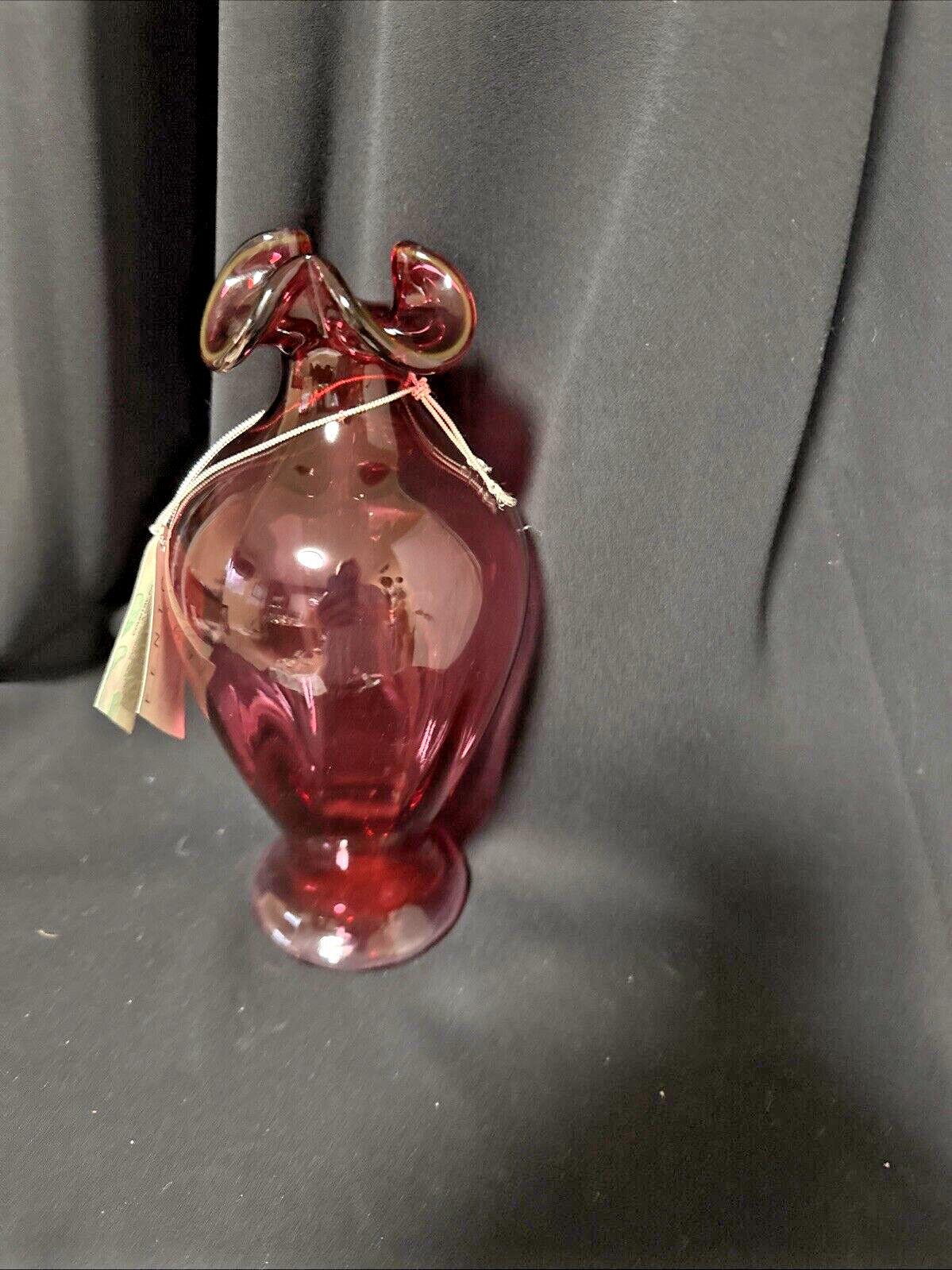 Vintage Fenton Country Cranberry Glass Ruffle Vase 8.5” tall panel