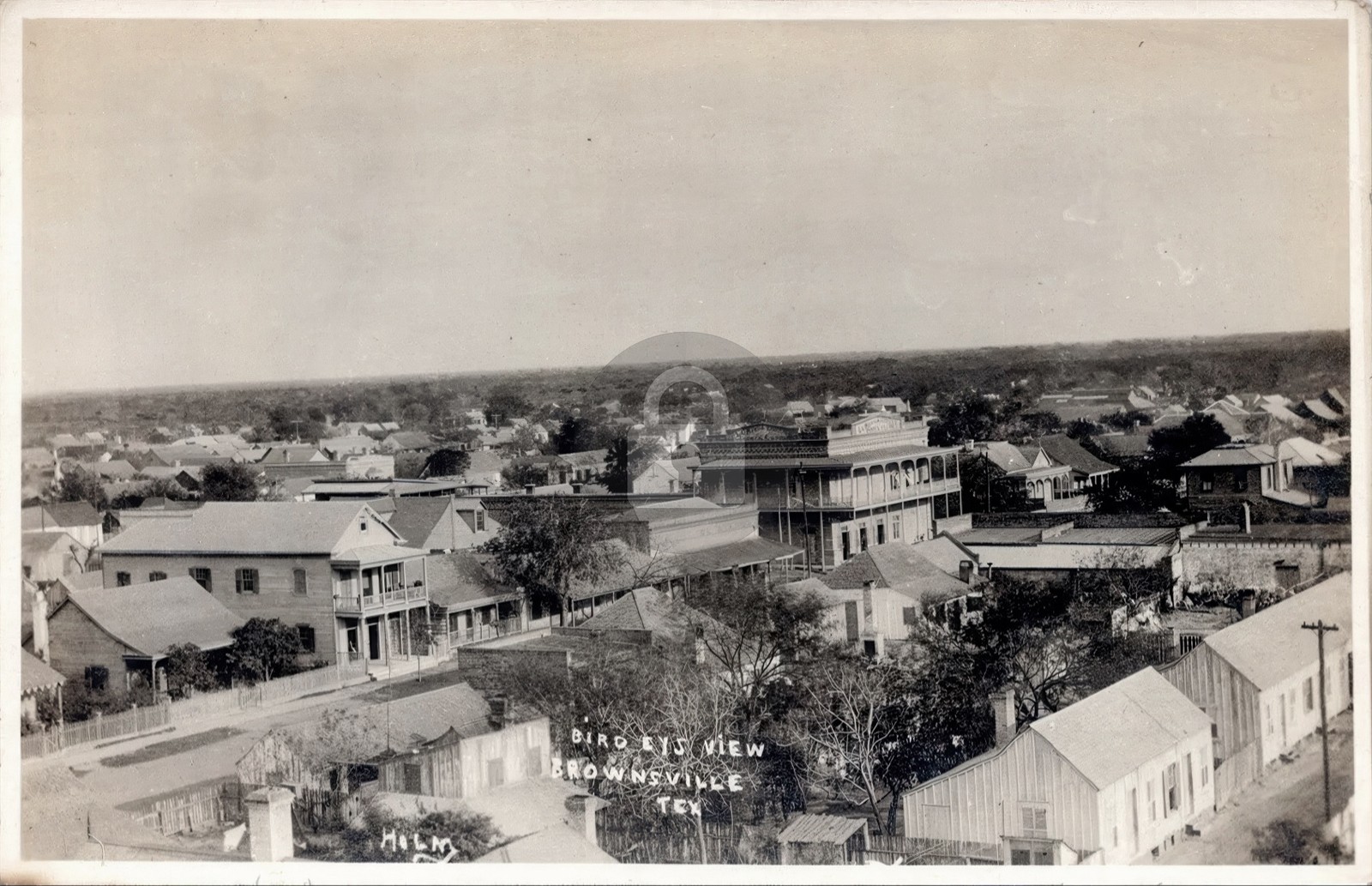 TX Brownsville Texas Birds Eye View Business Holm RPPC Photo Postcard COPY
