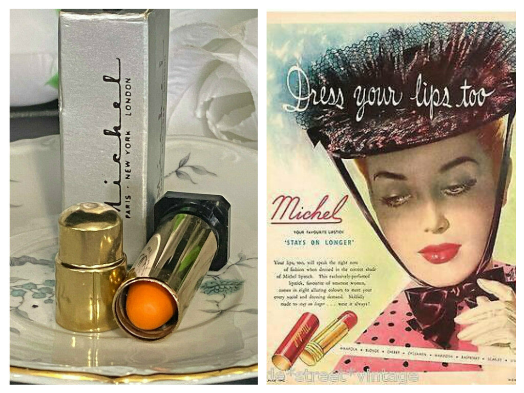VINTAGE MICHEL COSMETICS  LIPSTICK GOLD METAL BULLET TUBE NEW  TANGY PORT