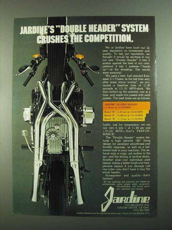 1981 Jardine Double Header Exhaust System Ad - Crushes