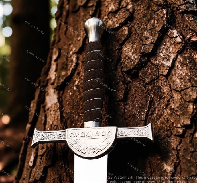 Highlander Macleod Scottish Sword Ornate Claymore Handmade Steel Clan prop Gift