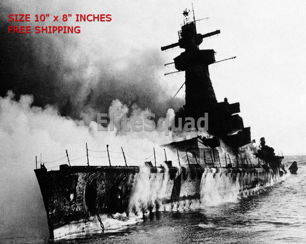 WW2 8x10 Photo WW2 Photo German battleship Admiral Graf Spee in flames O1001
