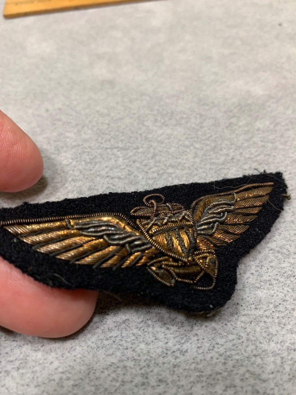 Original 1930\'s/WWII US Naval Aviator Bullion on Wool Wing, Excellent Condition