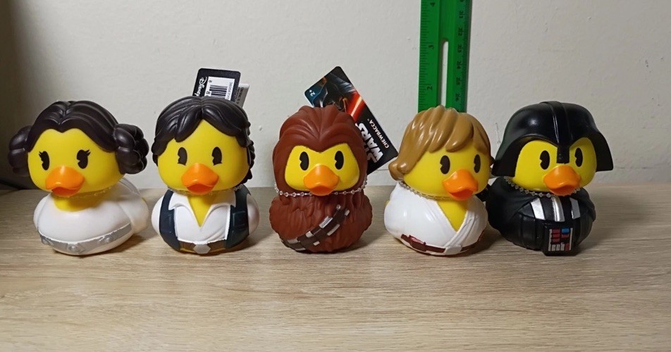 Star Wars Rubber Duck Figures Lot of 5: Leia, Han, Chewbacca, Luke, Vader