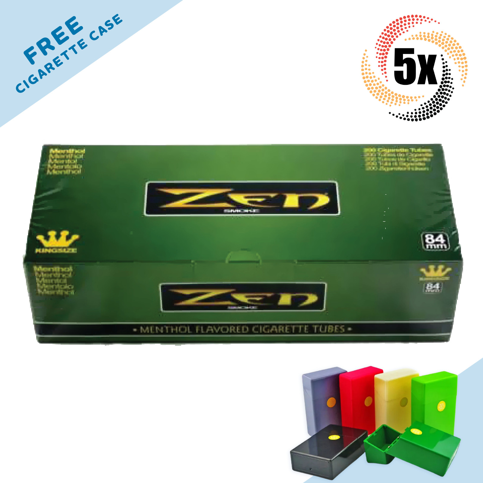 5x Boxes ZEN Cigarette Tubes Menthol King Size ( 1,000 Tubes ) Cigarette RYO