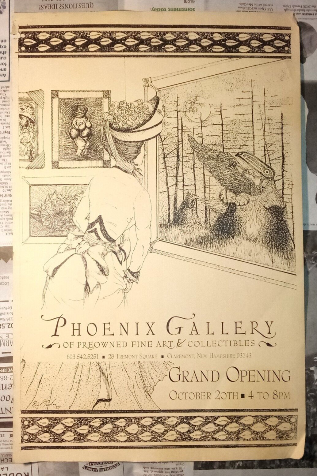 Vintage Phoenix Gallery Claremont New Hampshire 11X17\