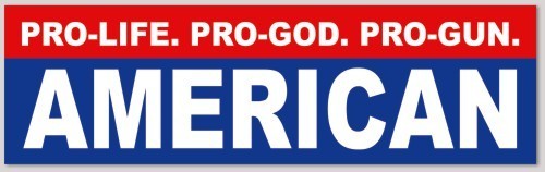 Pro-Life Pro-God Pro-Gun American Bumper Sticker 2.5x8 Inch Vinyl Decal