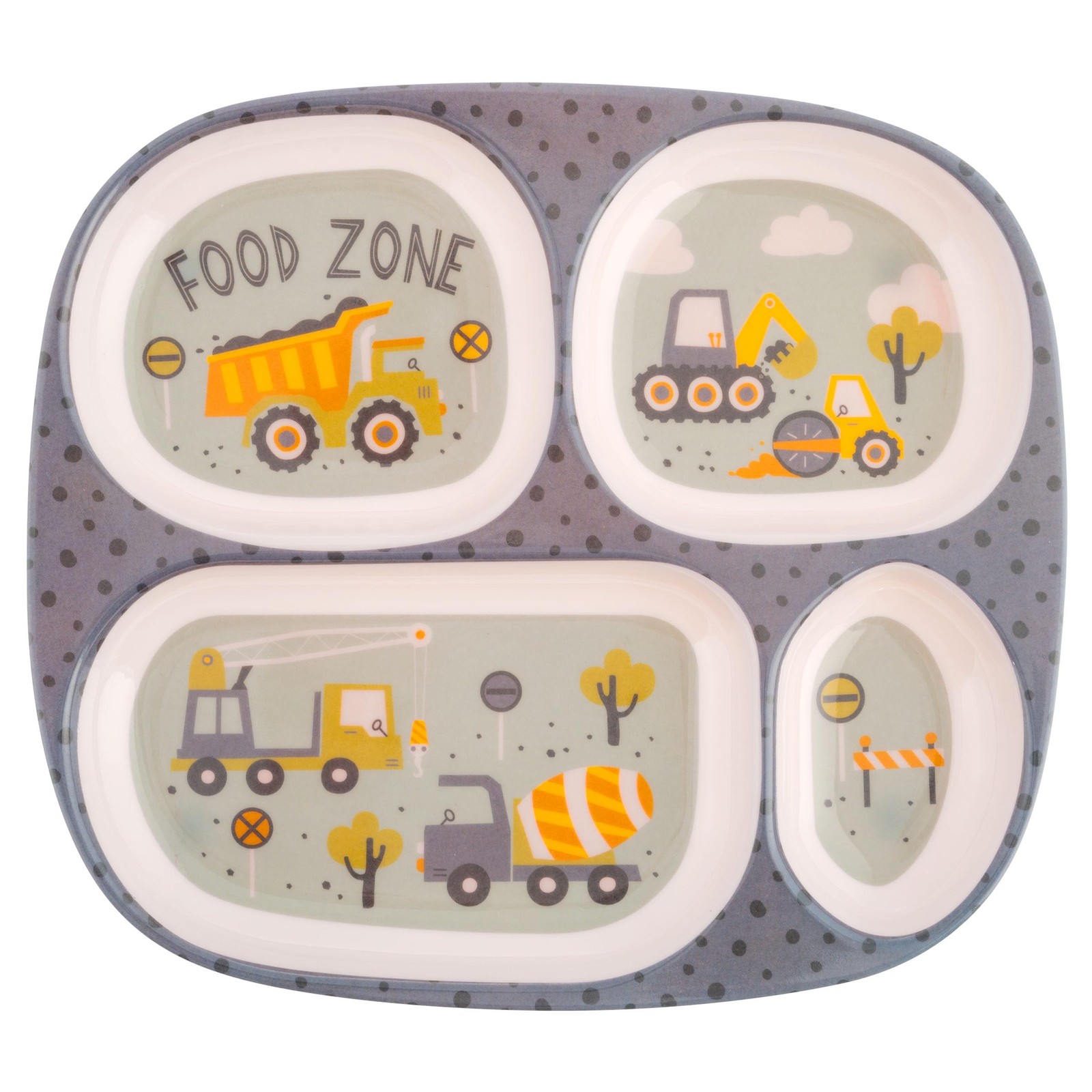 Stephen Joseph Kids Melamine Divided Dinner Plate, Construction Design