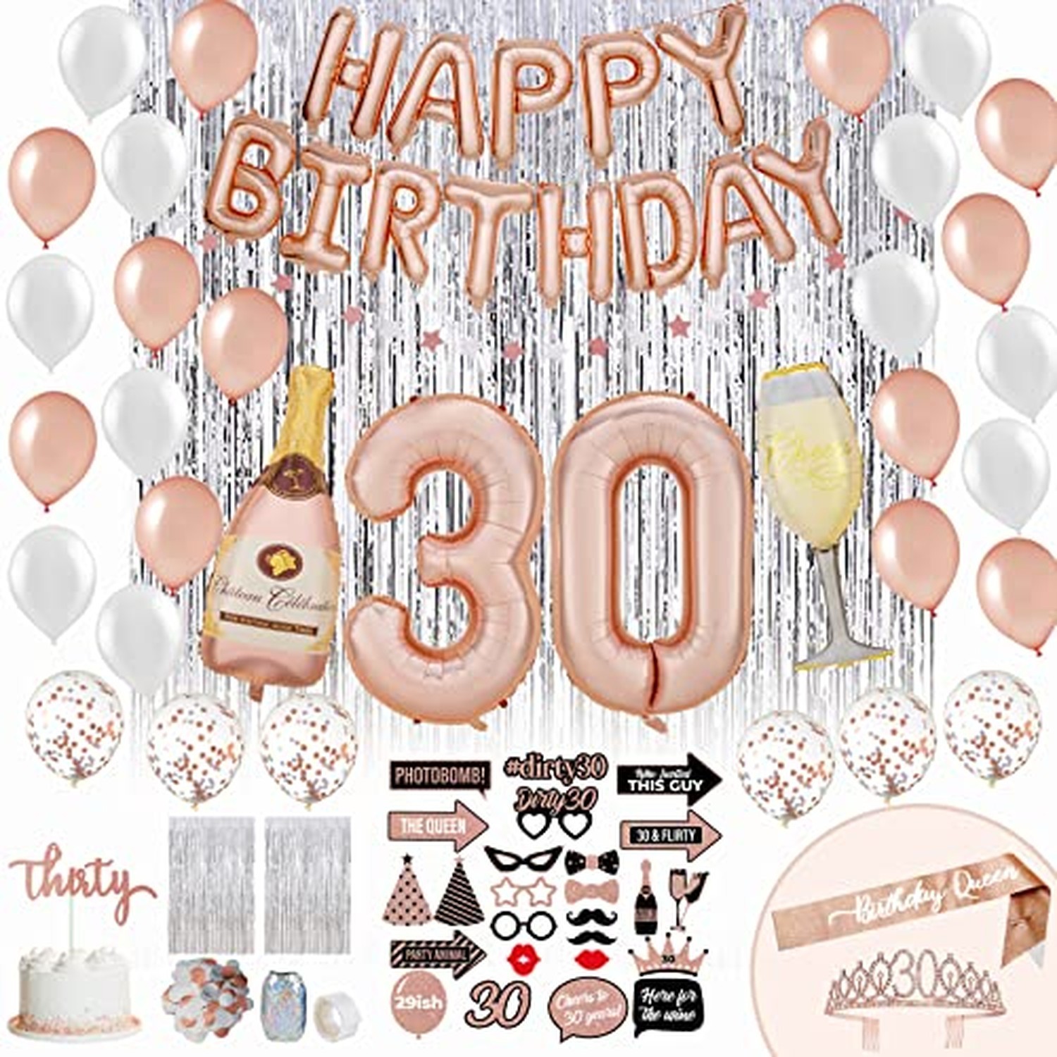 PartyHooman 30th Birthday Decorations for Women With 30th Birthday Sash and R... PartyHooman 30th Birthday Decorations for Women With 30th Birthday Sash and R...