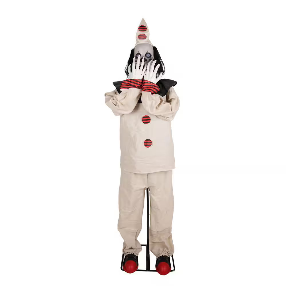 5.6 Ft. LED Standing Pop-Up Clown Halloween Animatronic