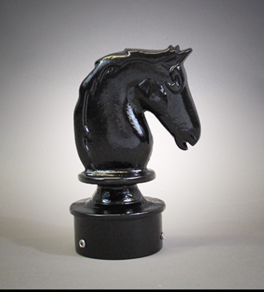 Rare Authentic Antique Cast Horse Heads Hitching Post Topper, 8” Tall,4” Round