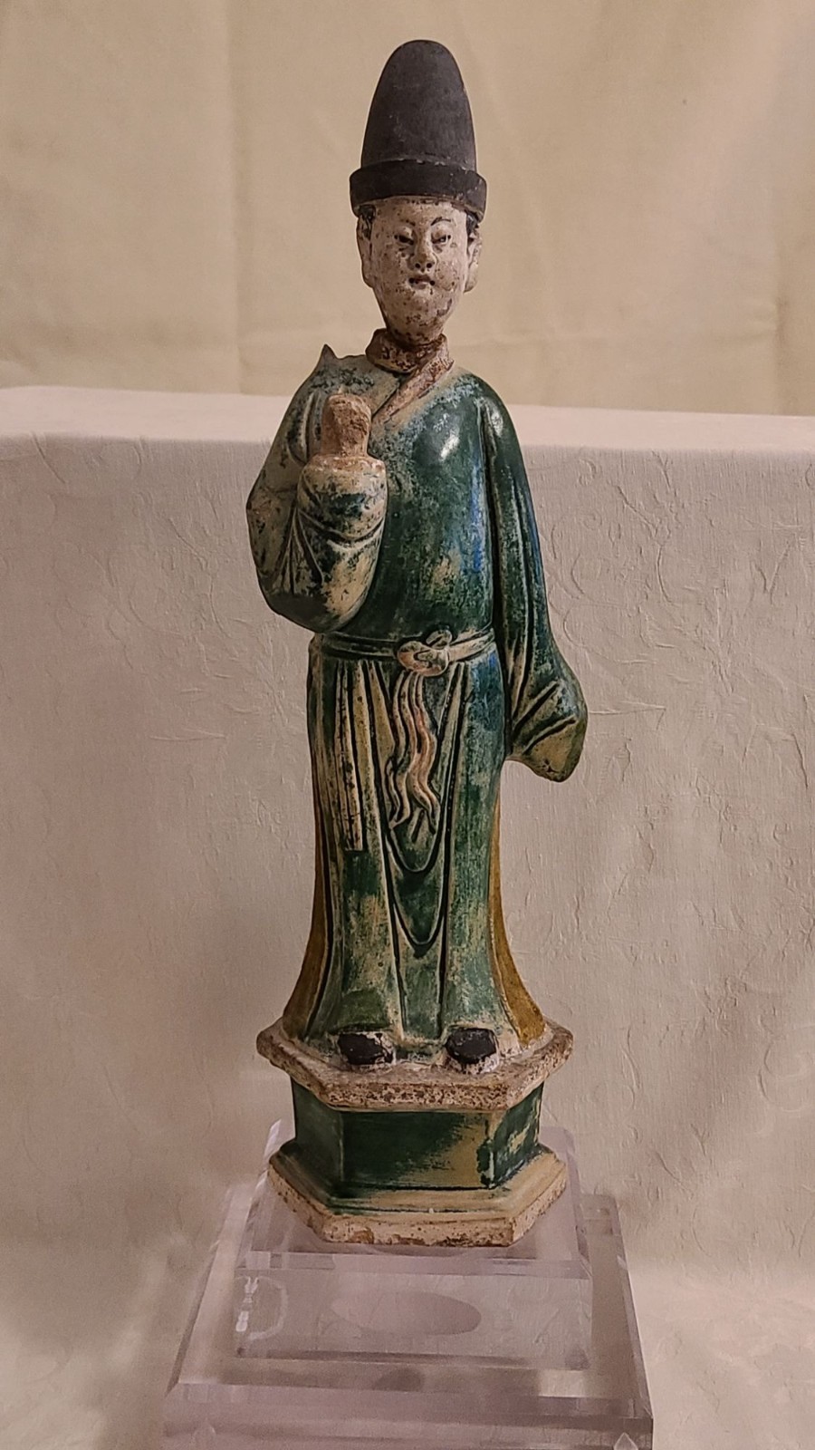 Vintage Chinese Sancai Glazed Pottery Scholar Figure 20\
