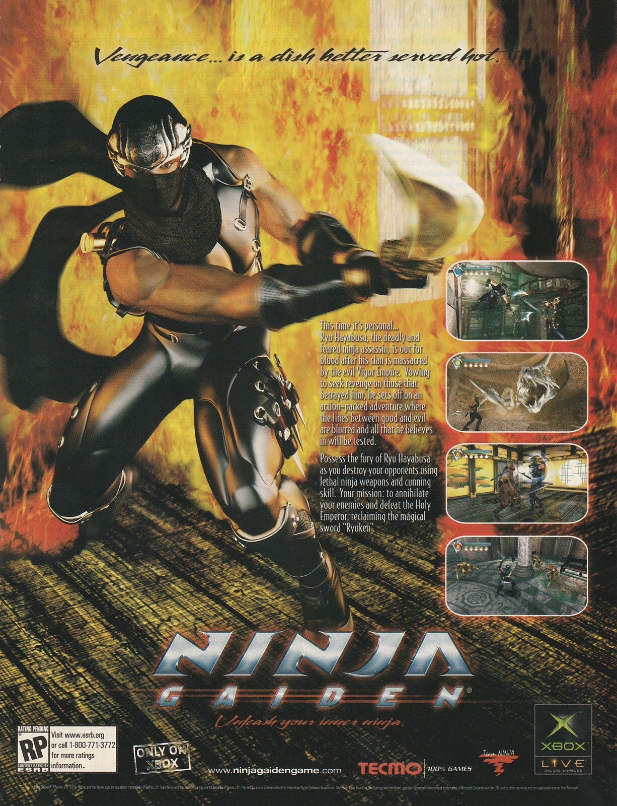 Vintage 2004 Ninja Gaiden Original Promo Print Ad 20x26cm XBOX Live GPM 185