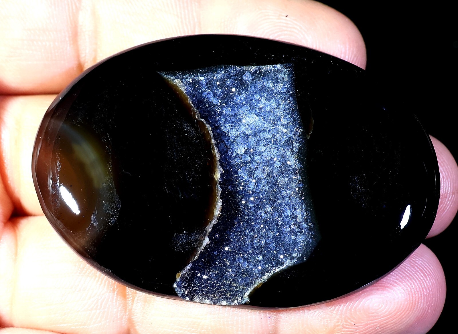 129 CT NATURAL BLACK ONYX DRUZY OVAL CABOCHON PENDANT GEMSTONE JB-64