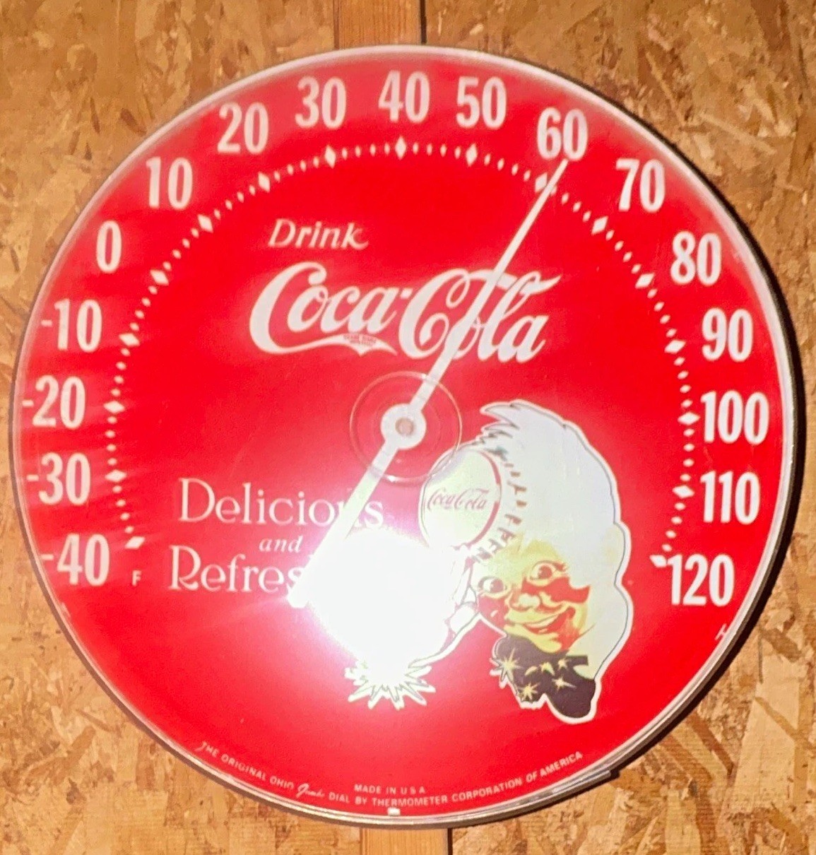 Vintage Coca Cola Sprite Boy Thermometer Sign 1984 Tru Temp 12 Inch Dial