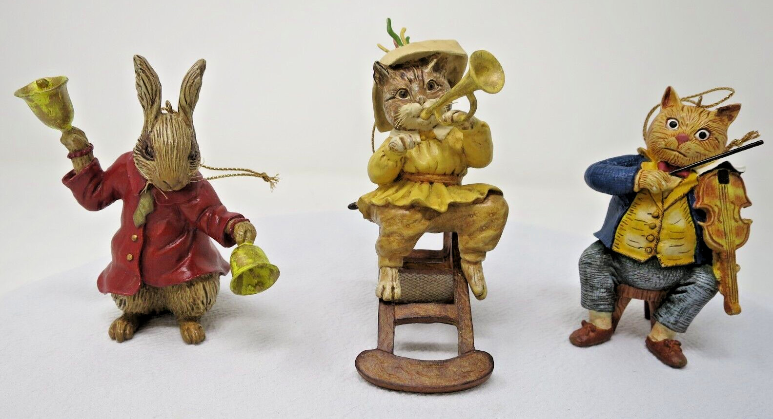 Metropolitan Museum of Art Cats & Rabbit Ornaments Musical Set of 3 EUC