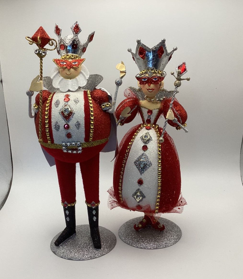 Rare Set of PIER 1 IMPORTS King & Queen Of Diamond's Valentines Mardi Gras Vtg