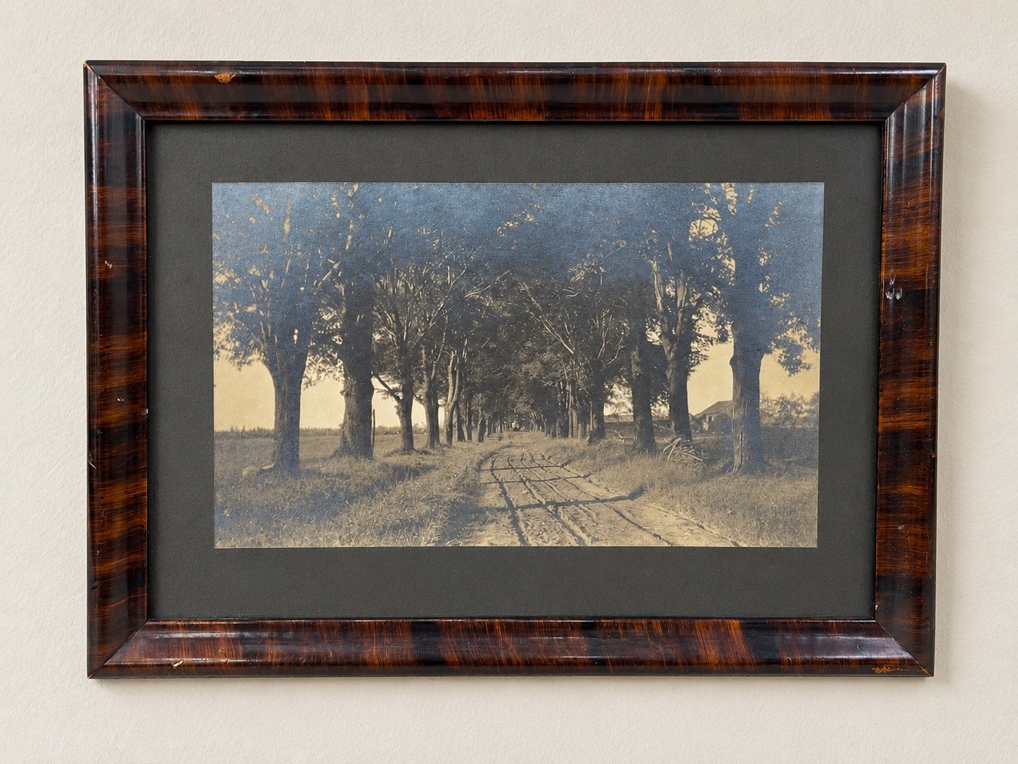Antique Sepia Landscape Photograph Framed Vintage Photo 1900s Decor