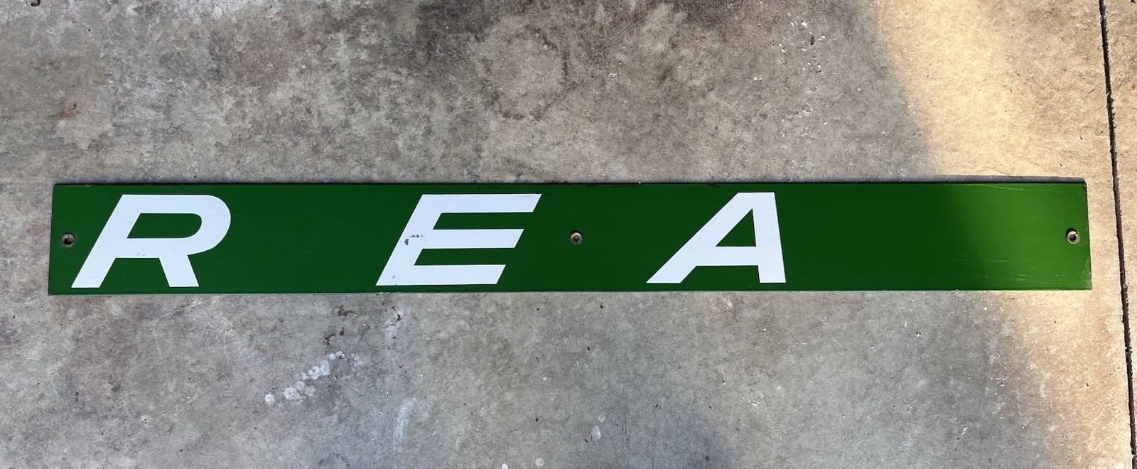 Vintage Original REA RAILWAY EXPRESS AGENCY Enamel Porcelain Sign Railroad 52x5