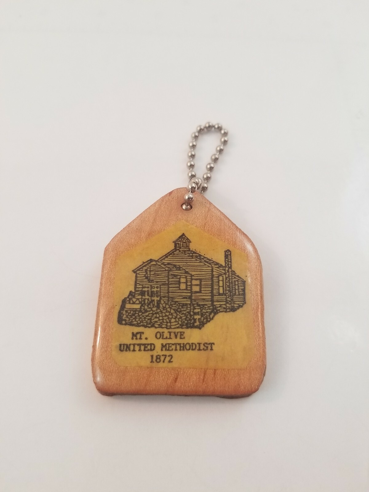 Mt. Olive United Methodist 1872 Key Chain Pendant Wood Lightweight Church SB3B