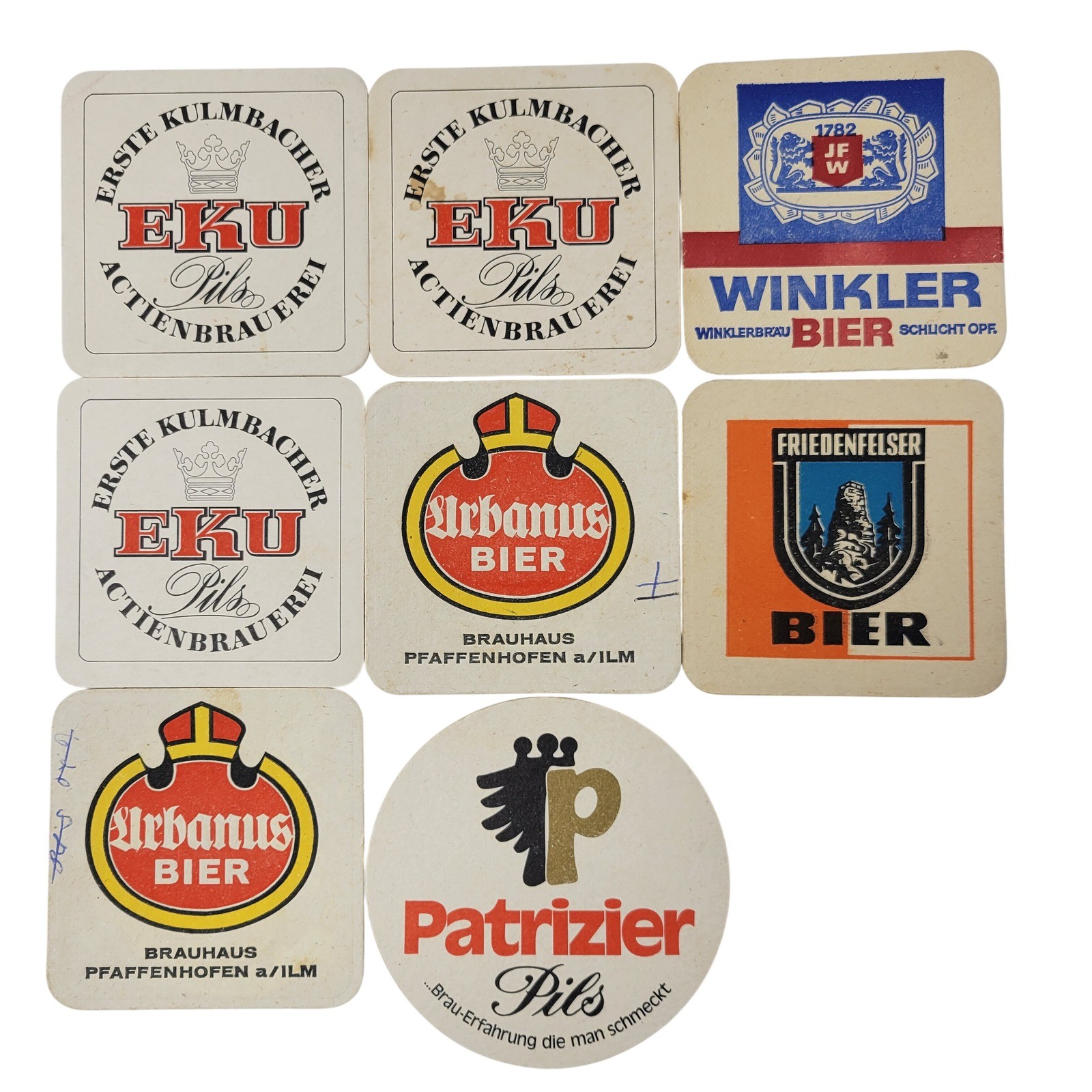 Vintage German Beer Coasters Lot of 8 EKU Urbanus Patrizier Winkler