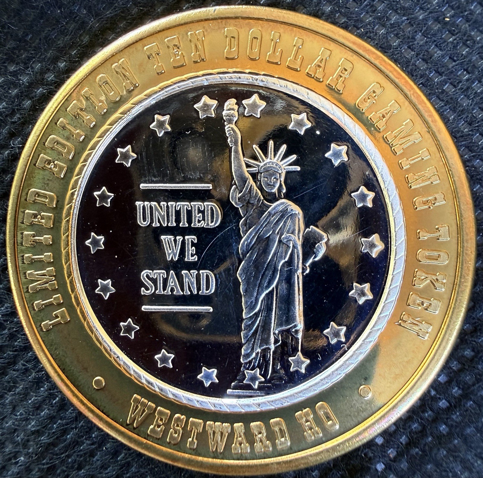 ⭐️WESTWARD HO UNITED WE STAND CASINO Limited Edition 999% .6 Oz Pure Silver StrK