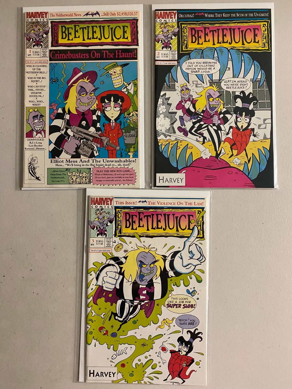Beetlejuice Crimebusters on the Haunt set #1-3 Harvey (7.0 FN/VF) (1992)