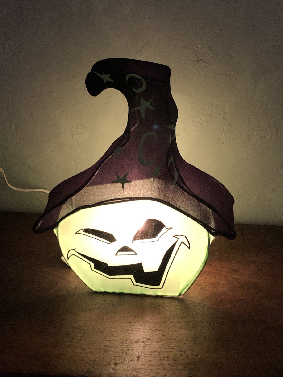 Vintage 1990s  JOL Pumpkin Lamp Light  Fabric Halloween Rare HTF Corded Washable