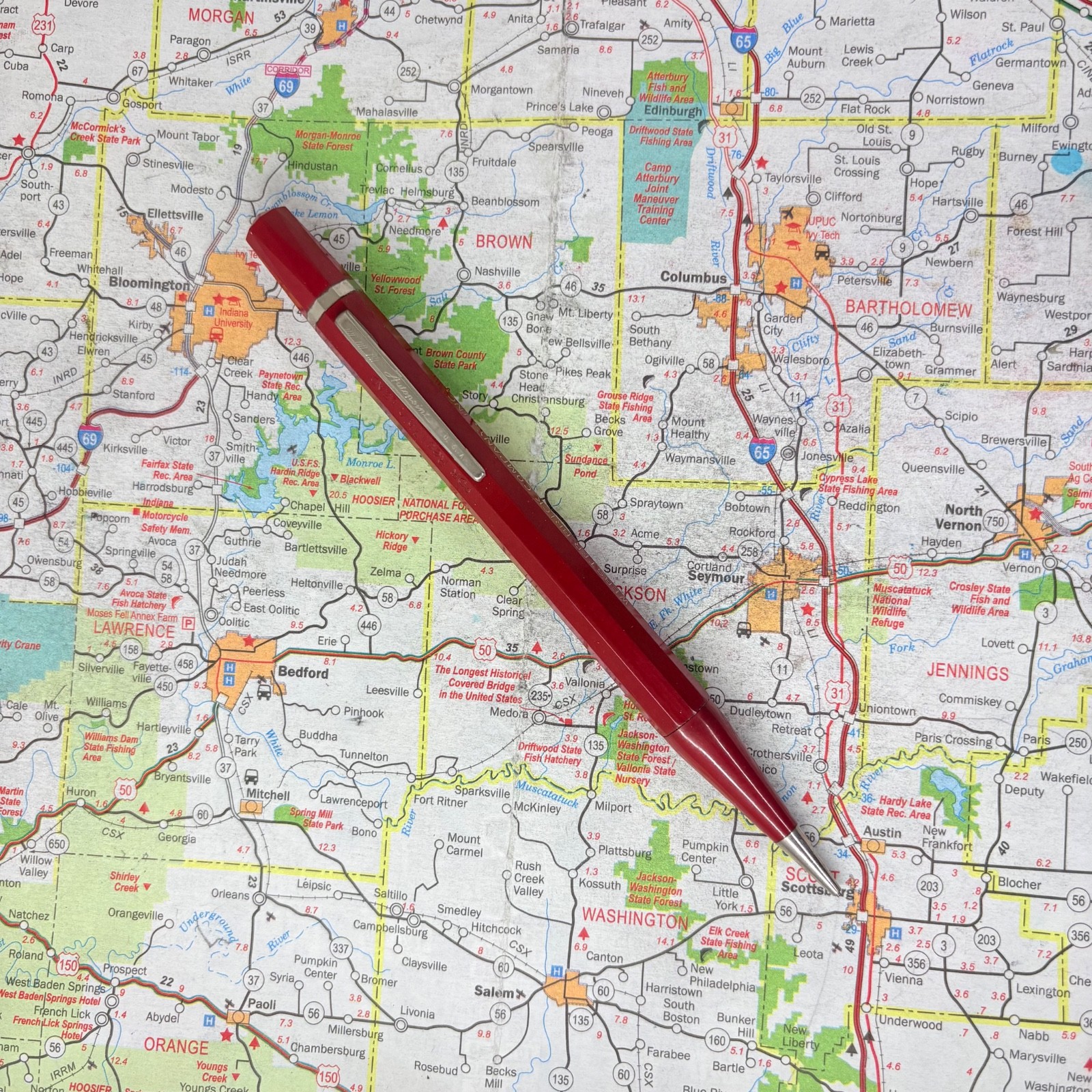 Vintage Autopoint Utility Mechanical Pencil Red w/ Straight Clip