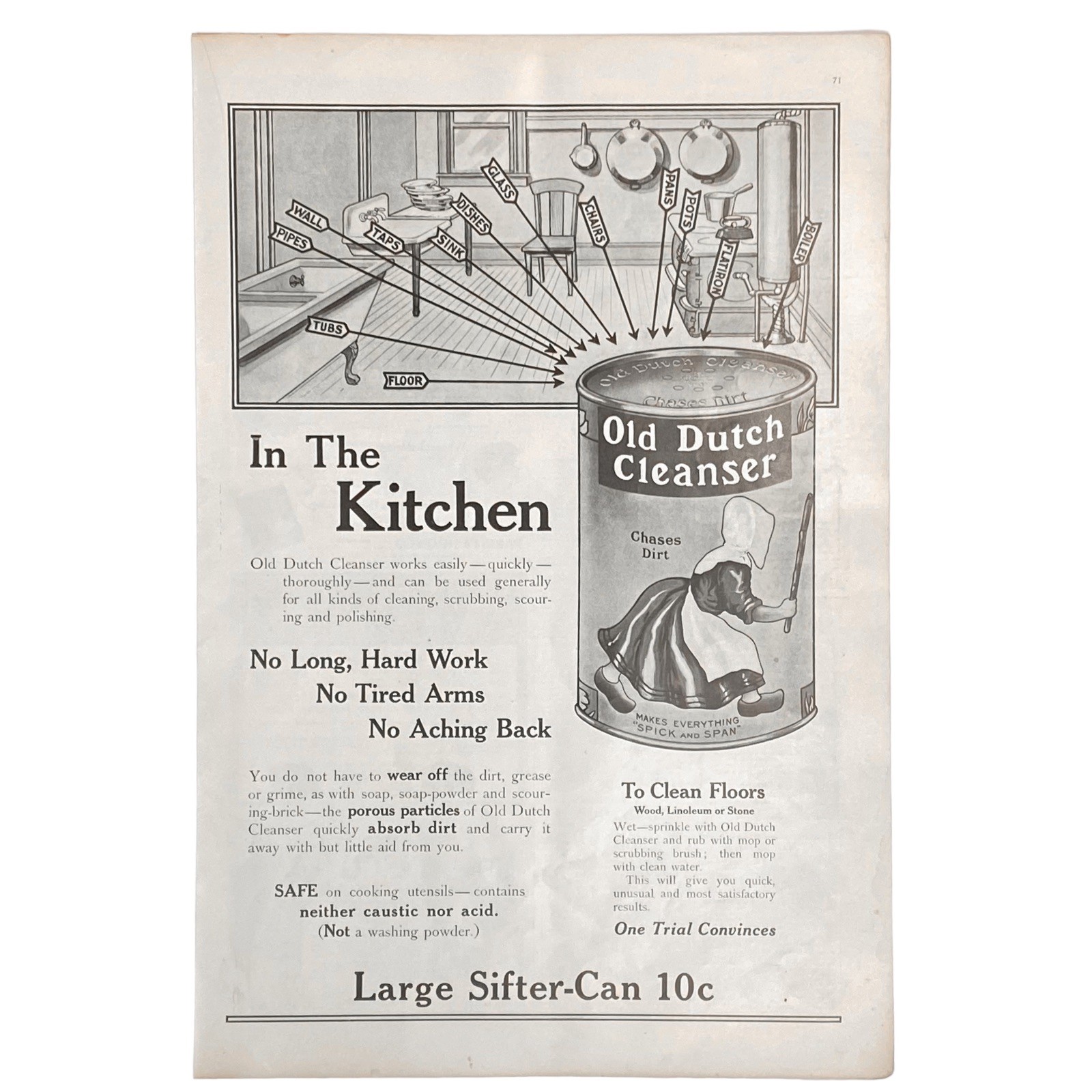 1910 Old Dutch Cleanser  - Kitchen Bathroom Cleaner Vintage Print Ad