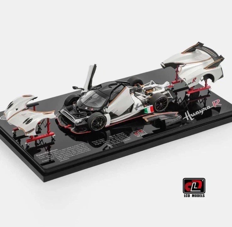 LCD Models Pagani Huayra R 1:43 Diecast Model Car White w/ Display Case