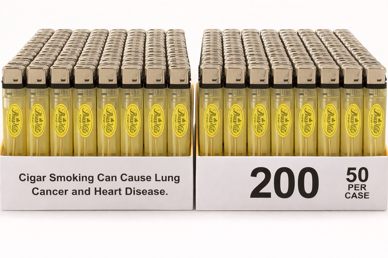200 Bulk Disposable Lighters Butane Refillable – 4 Cases of 50 Wholesale Lot