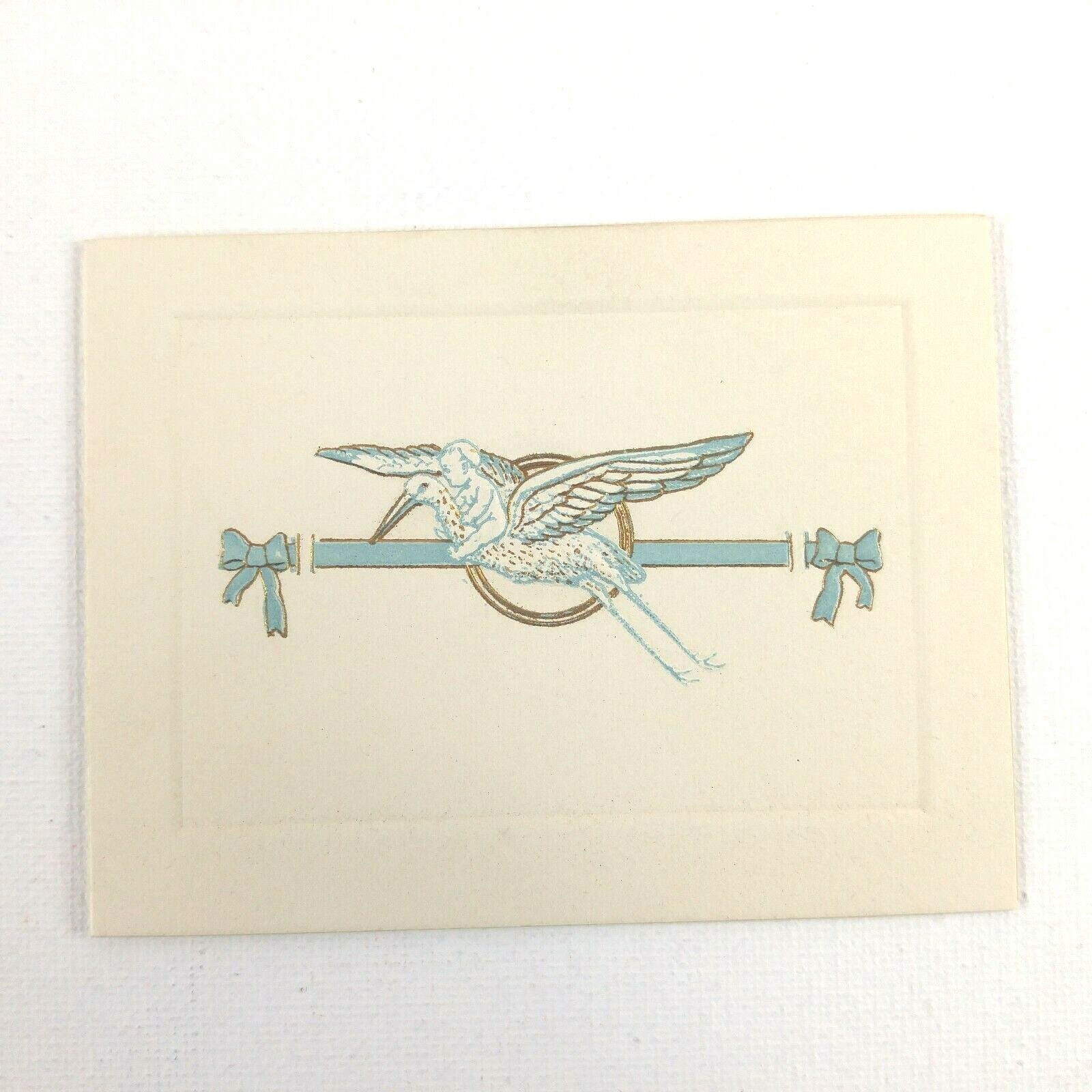 Antique 1926 Embossed Birth Announcement Stork Baby Ribbons Original Envelope