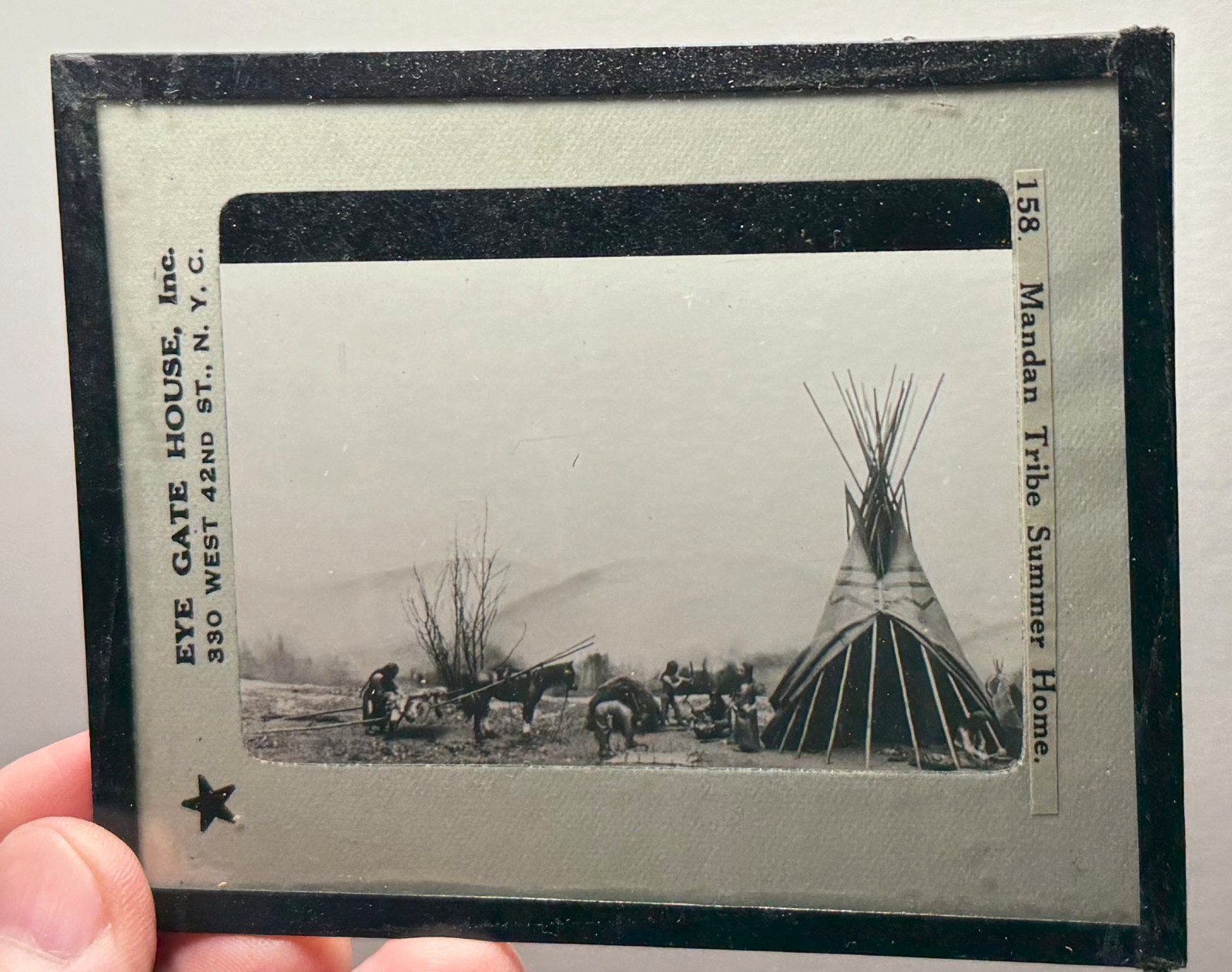 Mandan Tribe home North Dakota Indian lantern glass slide