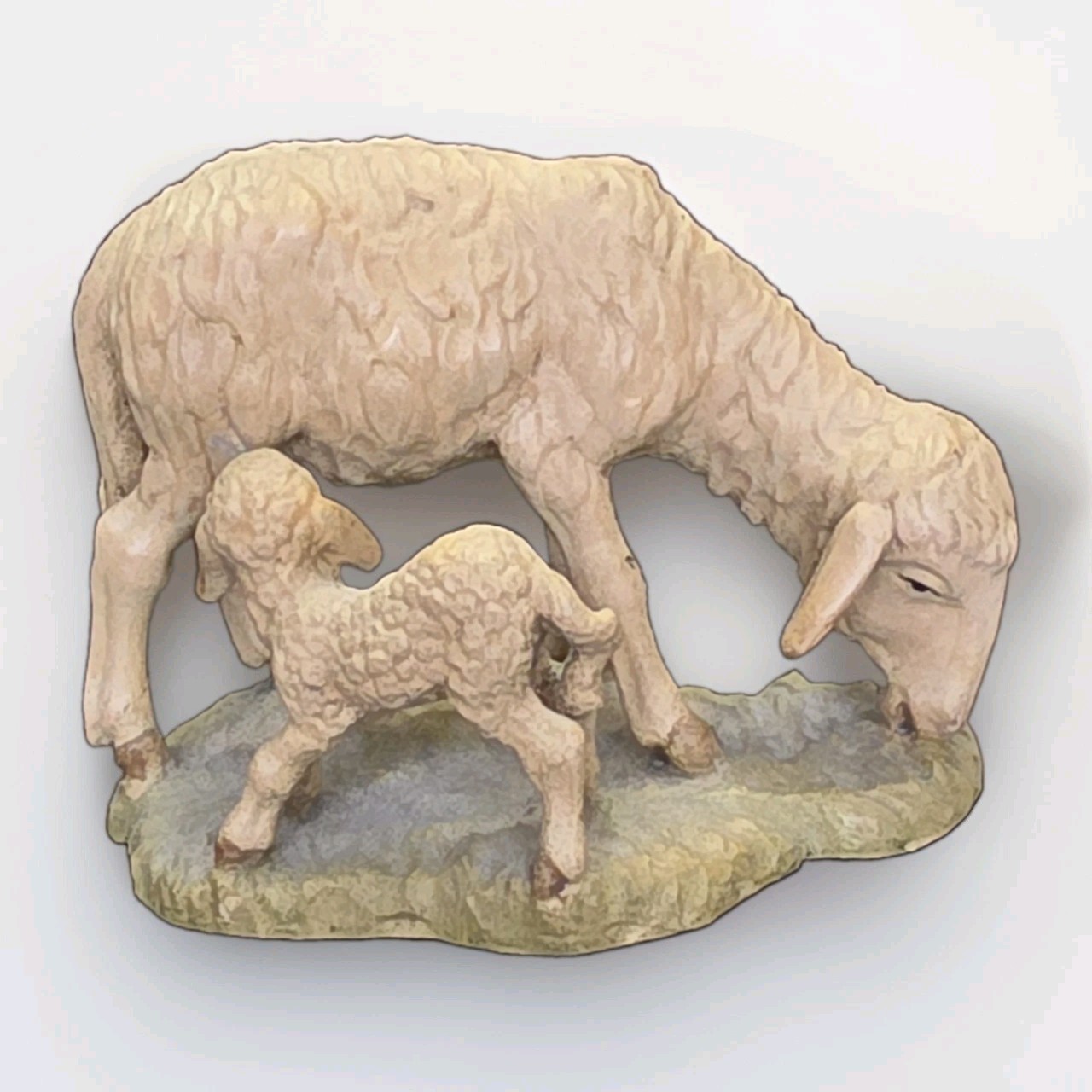 Anri Bacher 10 Inch Scale  Colorized Nativity  Italy Christmas  Nursing Lamb