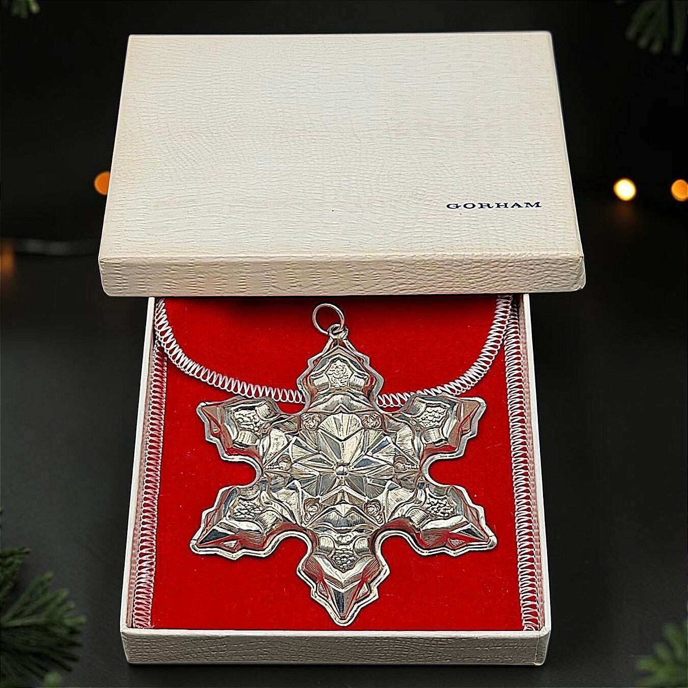 Gorham Sterling Silver 1975 Christmas Snowflake Ornament with Original Box