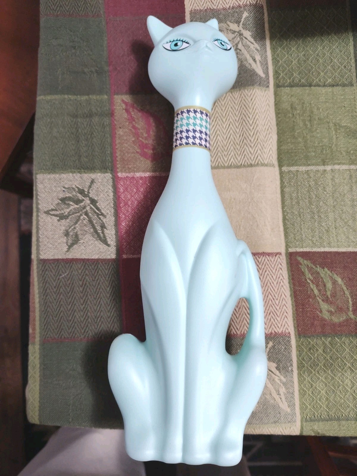 Avon Iconic Cat Bubble Bath Bottle Empty Teal Pretty Purrfect Yvette Atomic MCM