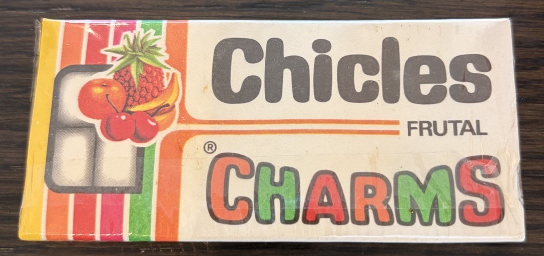 Vintage CHARMS CHICLES FRUIT GUM  Cello-Sealed Pack  Made In Columbia  NOS  RARE