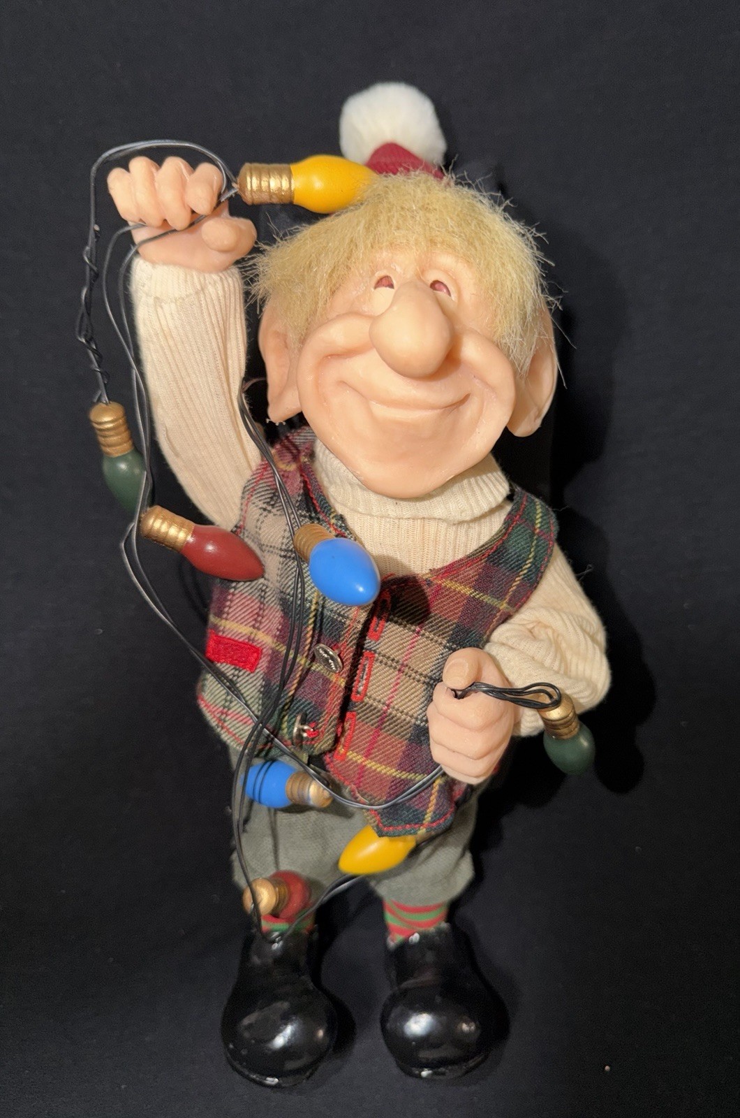 Vintage 1999 Zim's The Elves Themselves ALBERT Figurine wChristmas Lights Strand