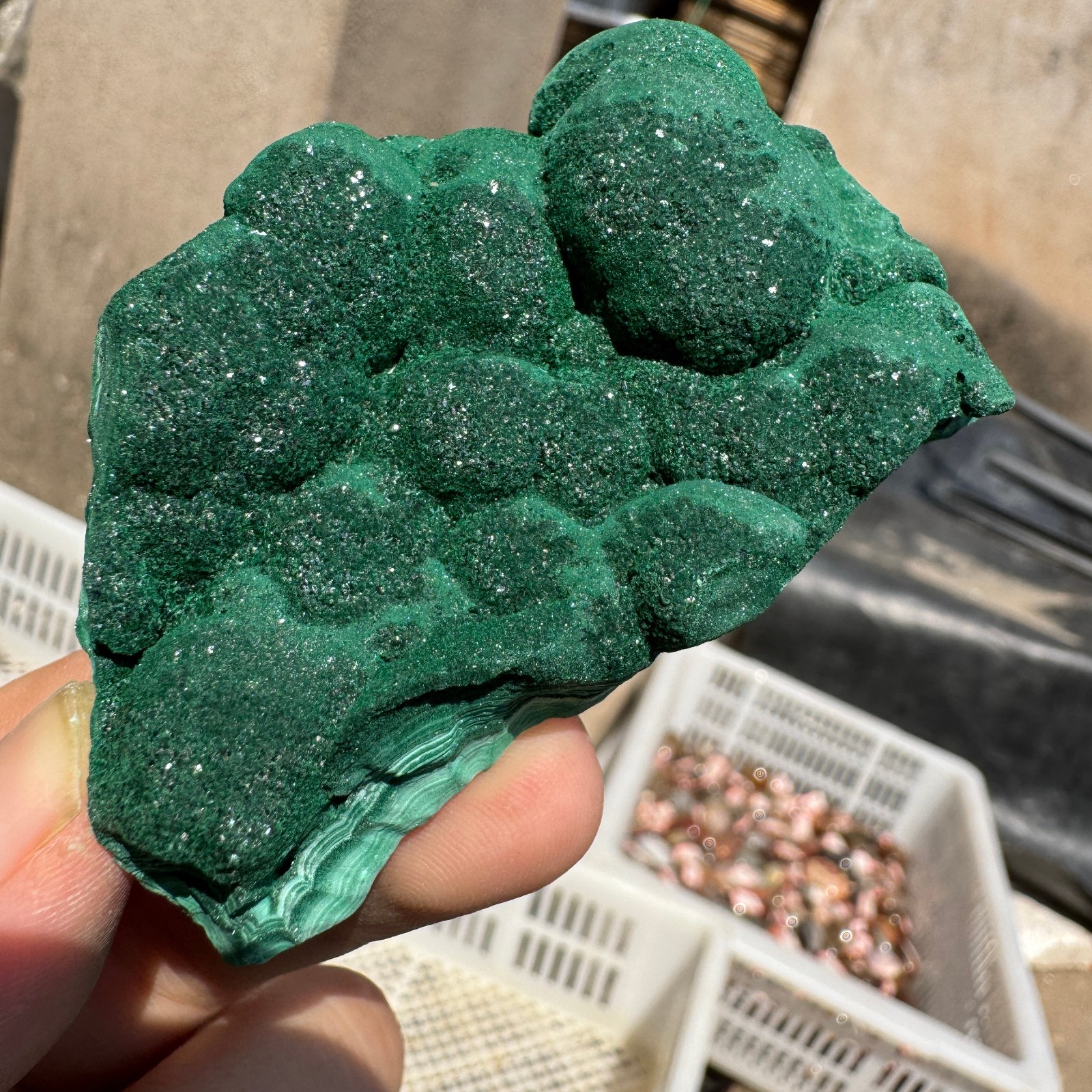 90G  Natural velvet Malachite stone  cluster rough mineral sample