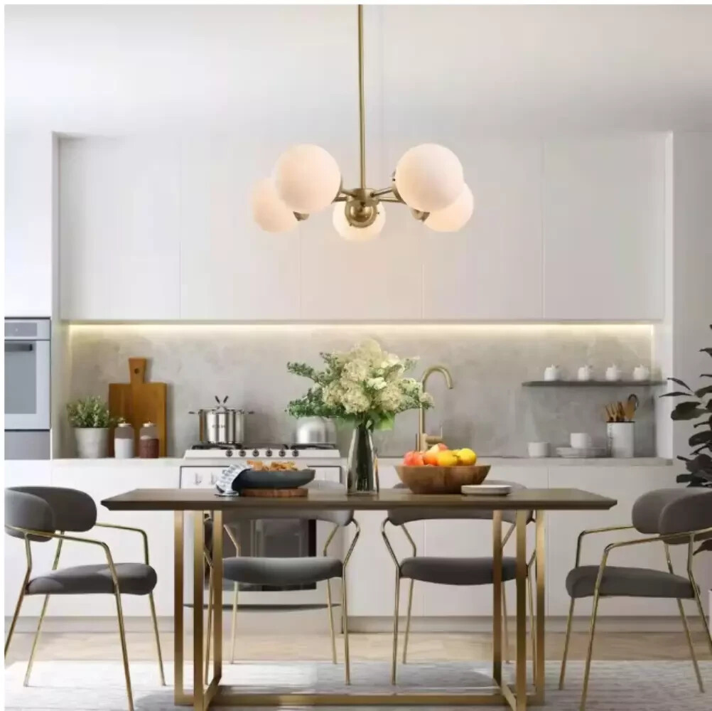 Gold Sputnik Chandelier with Frosted Glass Shades Uolfin Modern Globe Chandelier