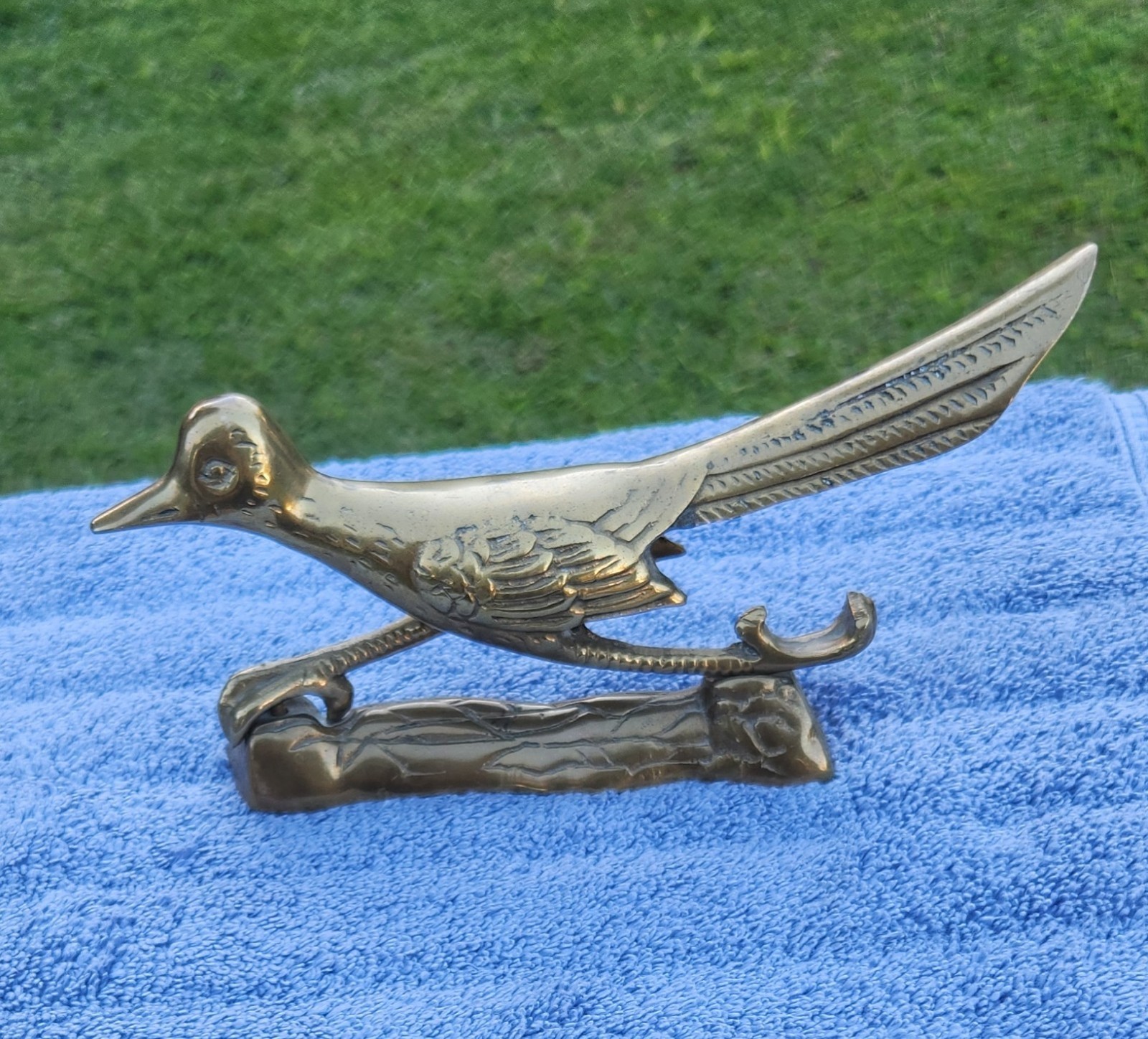 Vintage Solid Brass Roadrunner Figurine Statue MCM Southwestern Decor 8.5