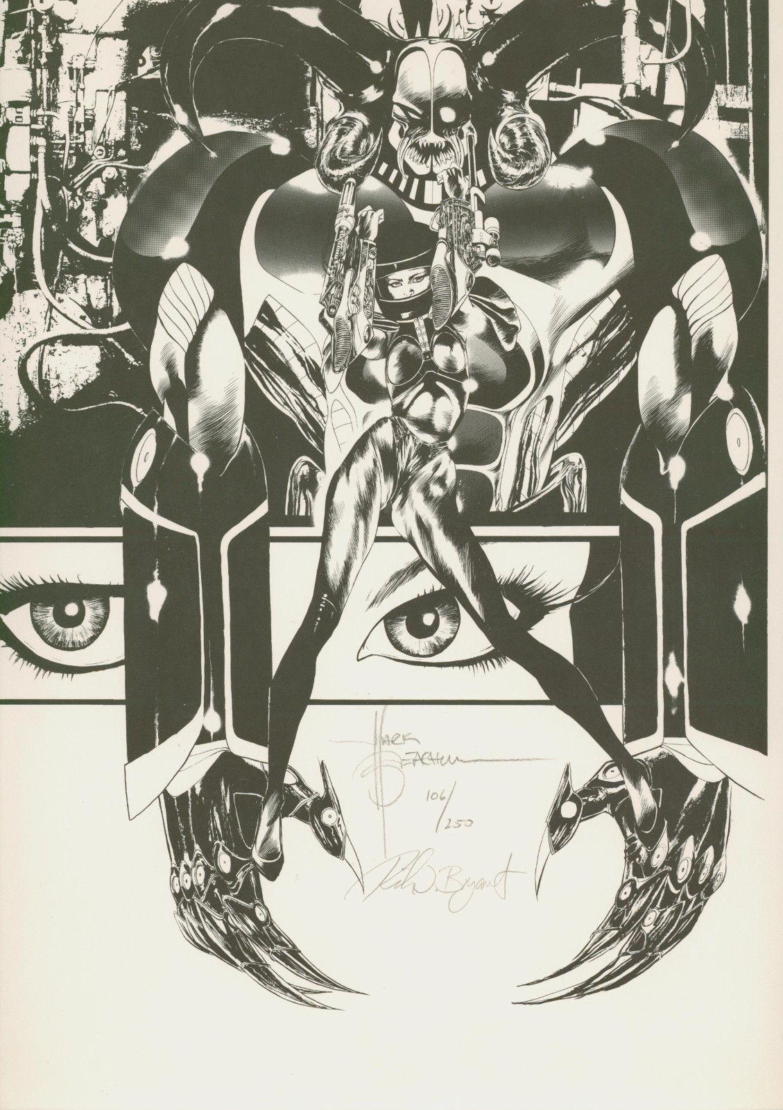 1987 SIGNED Mark Beachum Rick Bryant Poster Print Numbered 106/250 / Sci Fi Babe
