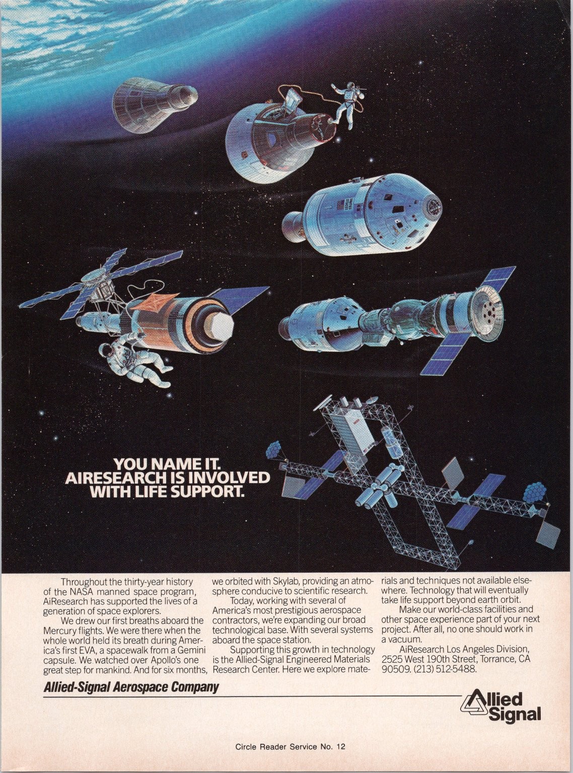 AiResearch Allied-Signal Vintage 1989 Space Exploration Magazine Ad