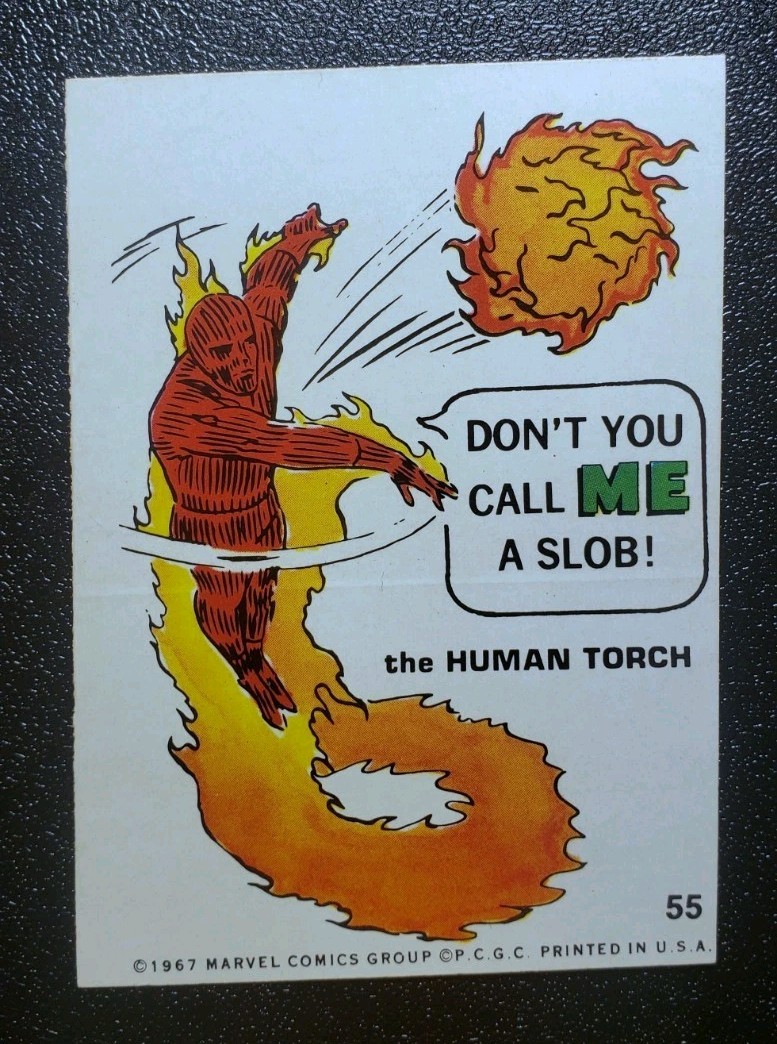 1967 Marvel Super Heroes Sticker Trading Card Philadelphia G #55 THE HUMAN TORCH