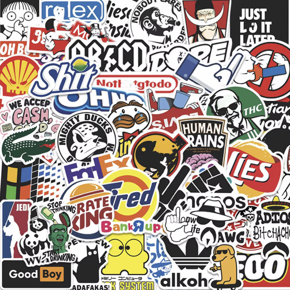 20 Pack Random Mix Cool Funny Cartoon Meme Brand Decal Stickers 2 Inch Avg Size