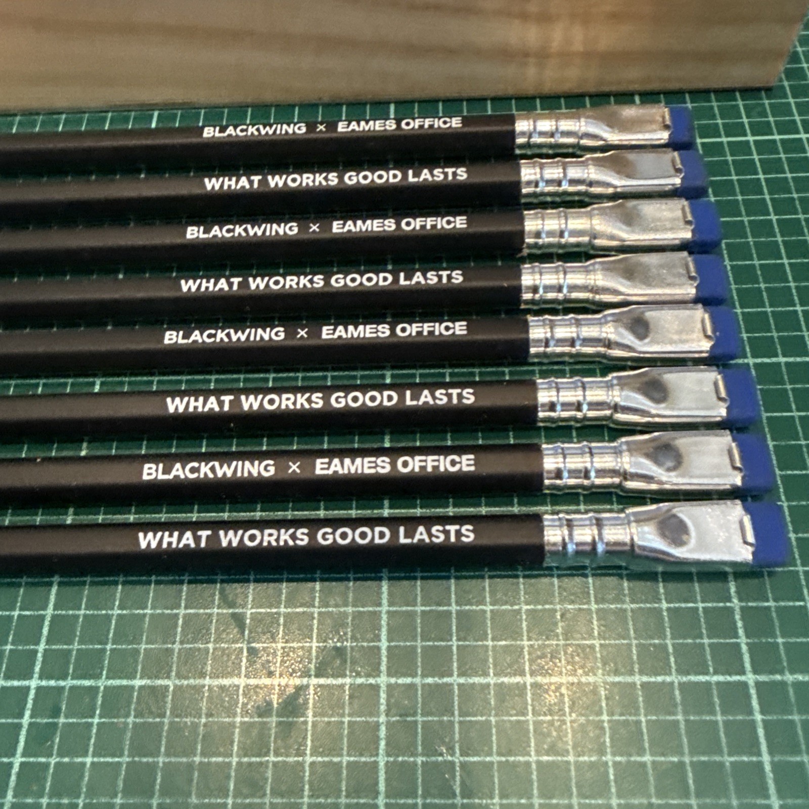 8 - Blackwing Eames Office Pencils - “What Works Good Lasts”,  W/ Bulk Eraser