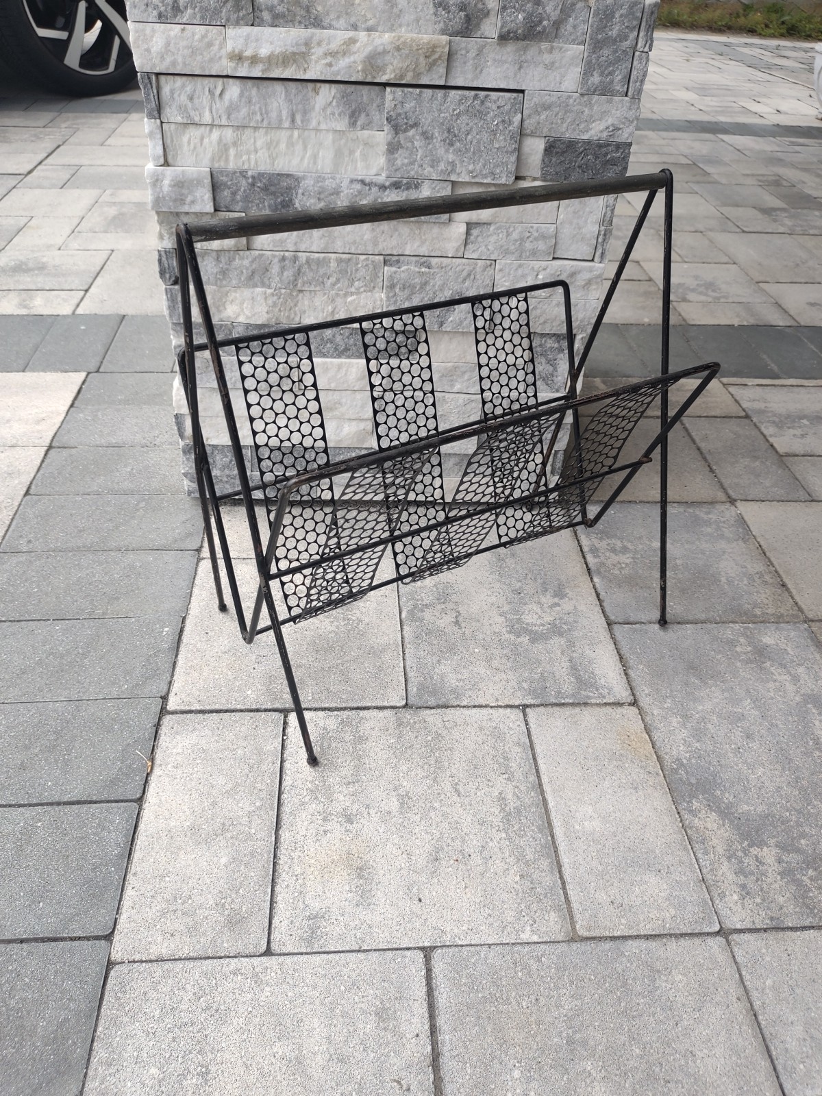 Mid-century Perforated Metal Magazine Holder